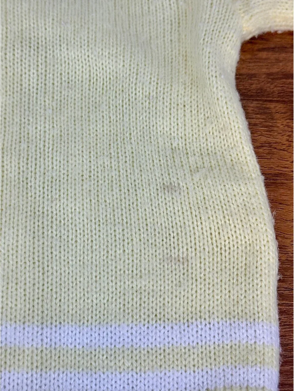 Vintage Yellow Baby Cardigan & Knit Booties Set 6-12M Orlon Acrylic White Stripe